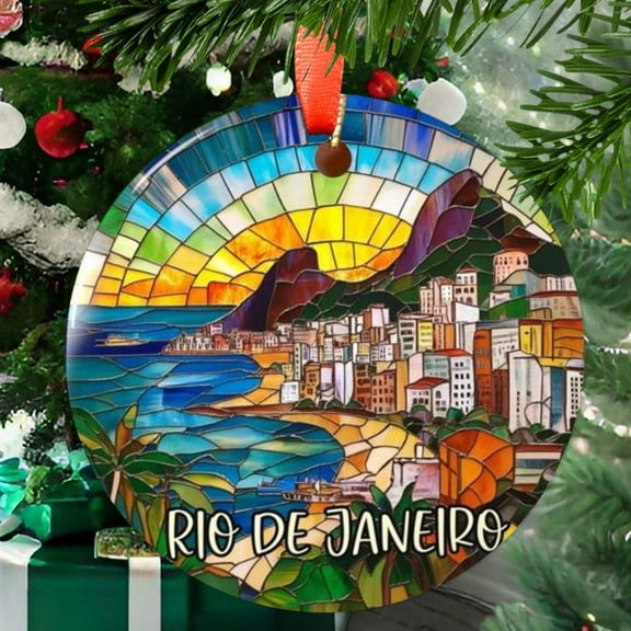 Rio De Janeiro Christmas Ornament, Ceramic/Acrylic - Rio De Janeiro Pacific Islands Travel Souvenir, Festive Tree Ornament, Vacation Keepsake 2025, Gift for Adventurers, 2025 Edition