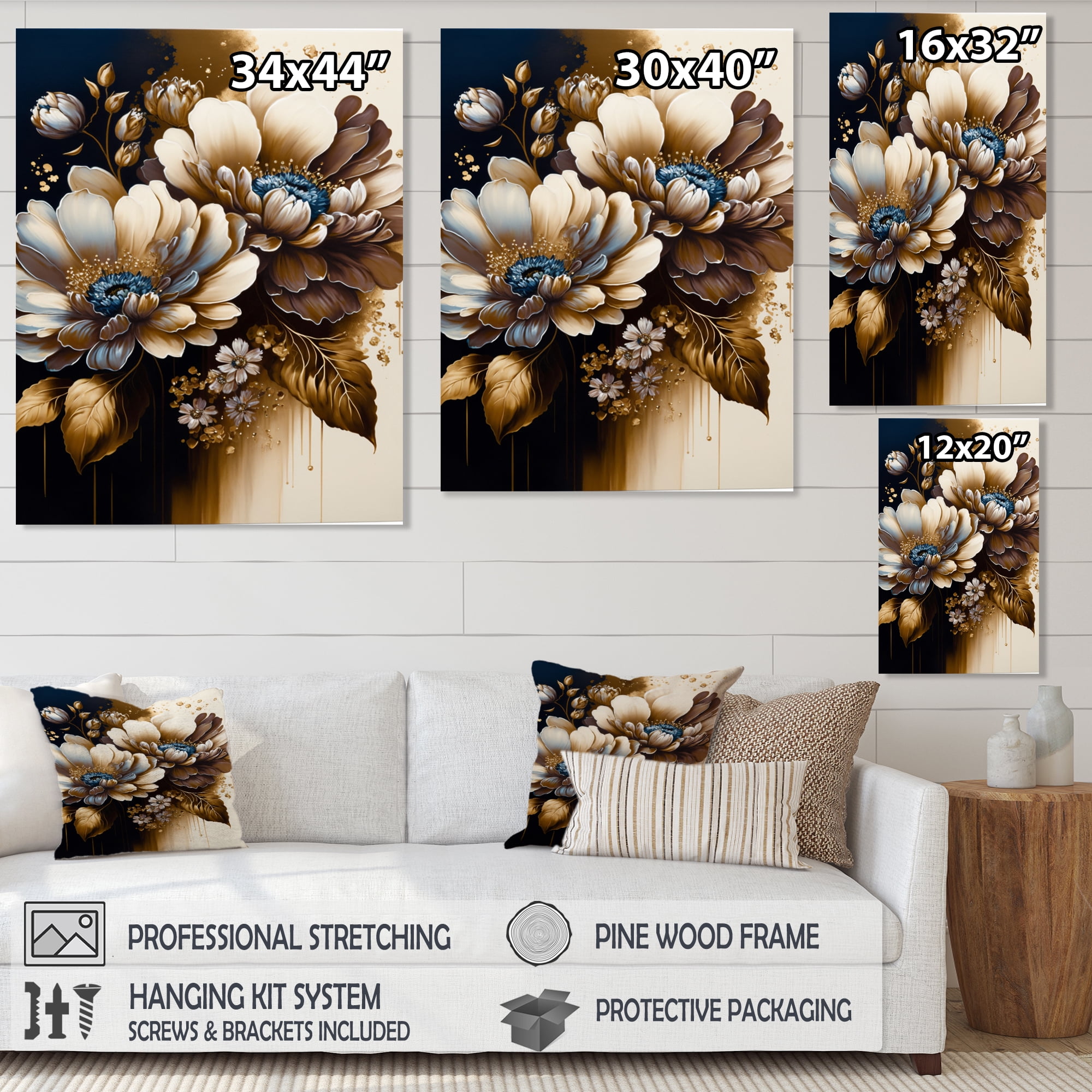 Designart Brown Daisy Bunch III Canvas Wall Art