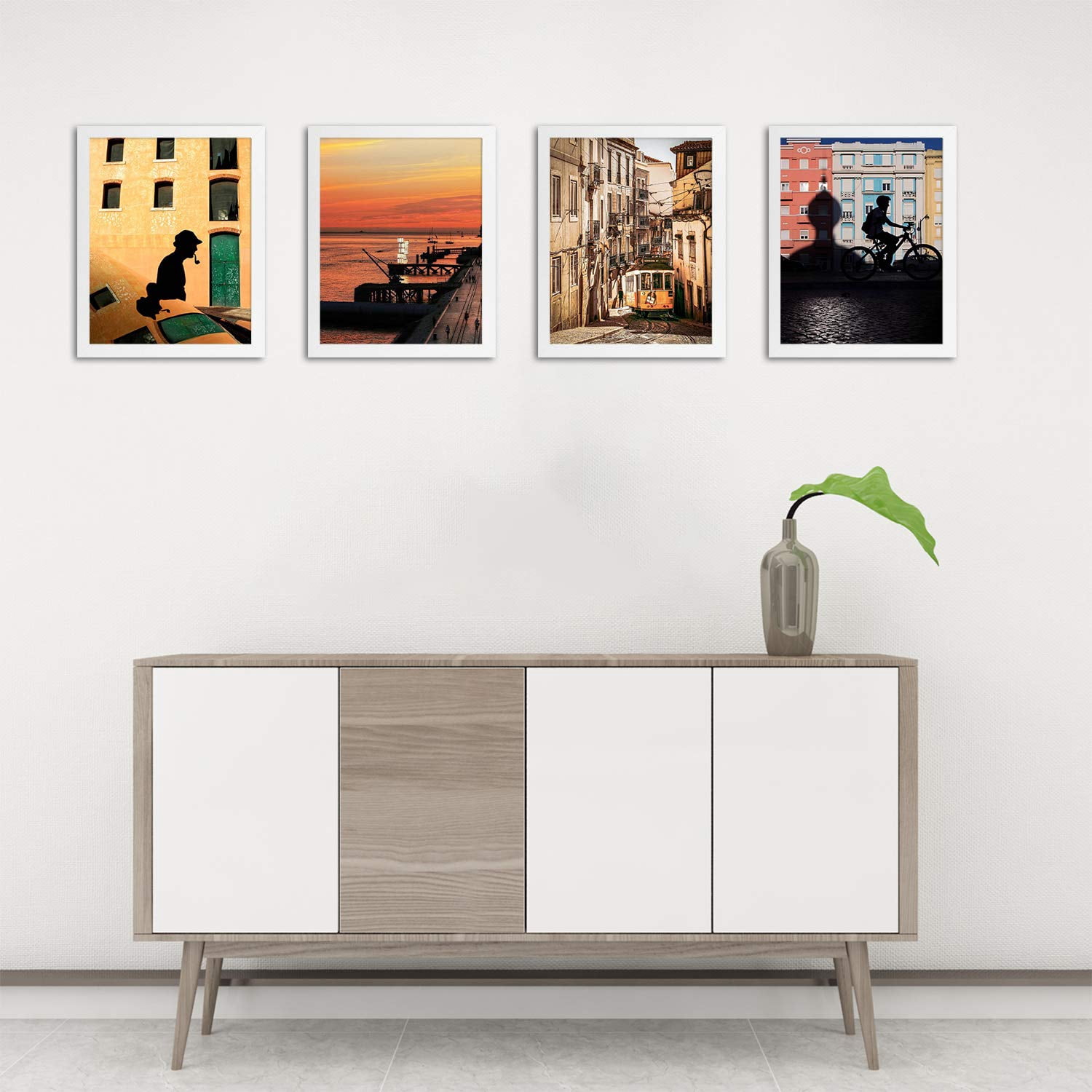Golden State Art 11x14 White Gallery Wall Picture Frames Matted to 8x10, Set of 4