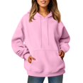 thumbnail image 5 of CIENVNSTG Women's Solid Hoodies Sweatshirt with Pocket Oversized Trendy Pullover Long Sleeve Top Spring Fall Fashion Clothing for Daily Leisure and Casual Outdoor Activities Pink M, 5 of 6