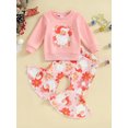 thumbnail image 2 of LMLYSoH Toddler Girl Fall Outfits Santa Flower/Letter Print Crew Neck Sweatshirts Flare Pants 2Pcs Christmas Clothes Set, 2 of 9