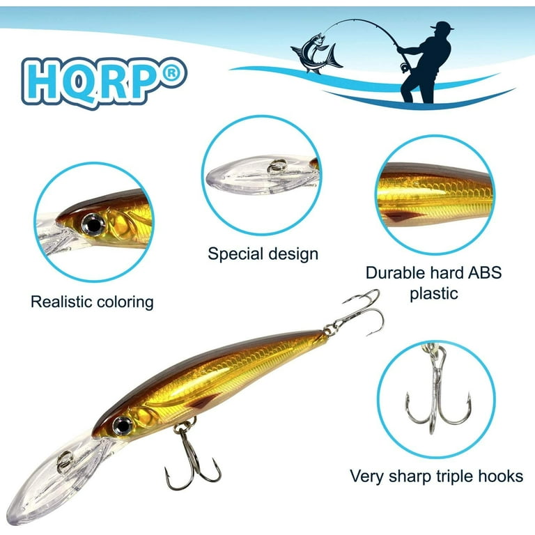 HQRP 6.7 Fishing Lure Kit 1.1oz Floating Minnow Jerk Crank