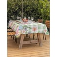 thumbnail image 2 of Outdoor Tablecloth with Umbrella Hole and Zipper, Easter Rectangle Table Cloth 54x80 Inch Waterproof Tablecloth, Spring Rabbit Feet Wildflowers Eggs Green Lattice Picnic Table Cover for Patio Camping, 2 of 7