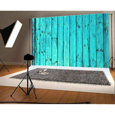 MOHome Polyster 7x5ft Photography Background Ancient Old Blue Painted Wood Texture Wall Plank Backdrop Grunge Fence Stripes Wood Green Tone Wedding Girls Adults Art Photos Shooting Video Studio