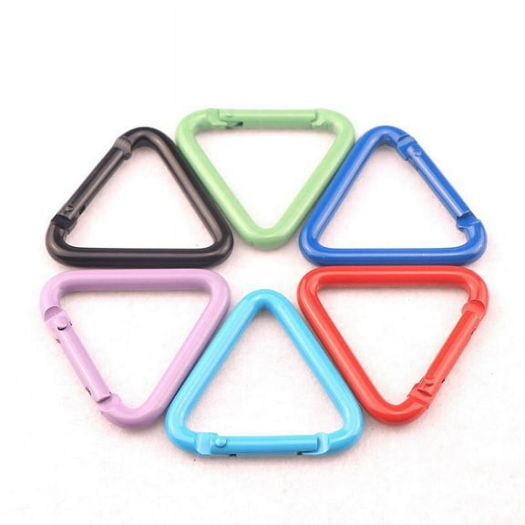 ITSELFER 6pcs Black Aluminum Triangle Carabiner Clips Small Backpack Hooks Key Ring Holders Outdoor Camping Keychain Hiking Snap Hooks for Kids