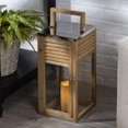 thumbnail image 1 of Gerson 45923 - 20" Wood / Stainless Steel Lantern Battery Operated LED Candle Light with Timer, 1 of 1