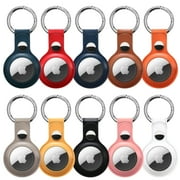 ACE AirTag Leather Key Ring-Leather Protective Case for Airtags, Protective Cover for Airtags, Lightweight Soft Protective Cover Accessories with Keychain Anti-Loss, 2 Pack, Red, Pink