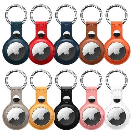 [2 Pack] Anti-Lost Airtag Protective Case - ACE Airtag Case Keychain, Leather Loop with Key Ring for Dog/Bag/Luggage/Key Finders, for Safety Airtag Tracking Locator, 2 Pack, Red, Pink