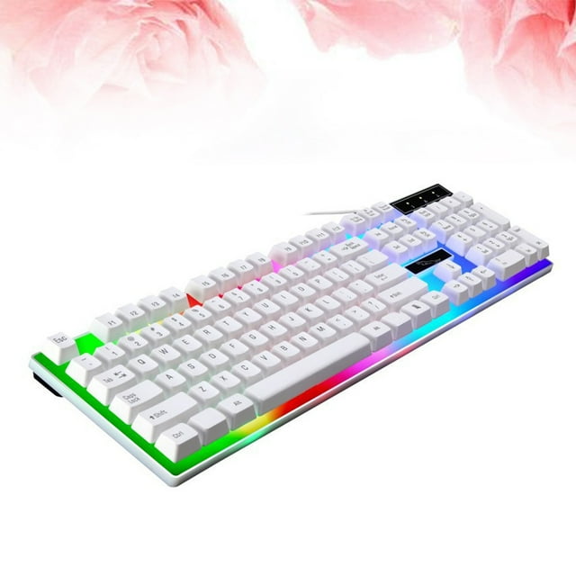 COOPHYA Back to School Lighted Up Keyboard 1Set Plastic White Compact Wired Connection
