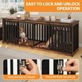 thumbnail image 6 of Craftian Double Dog Crate Furniture with 4 dog bowls, Wood Dual Dog Kennel TV Stand 86.6 inch A Spacious Haven for Your Beloved Pets, Brown, 6 of 9