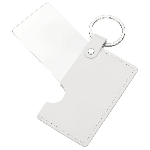Espejo de bolsillo rectangular Uxcell para bolso, 2 x 3.35 pulgadas, espejo compacto de maquillaje con funda de cuero (Blanco)
