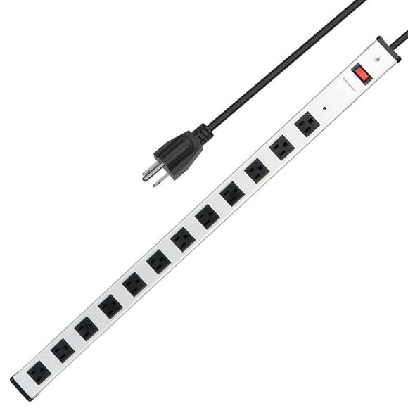 12-Outlet Surge Protector Power Strip, Heavy-Duty Aluminum Alloy Metal Power Bar with 5ft Ultra Long Power Cord, 15A Circuit Breaker