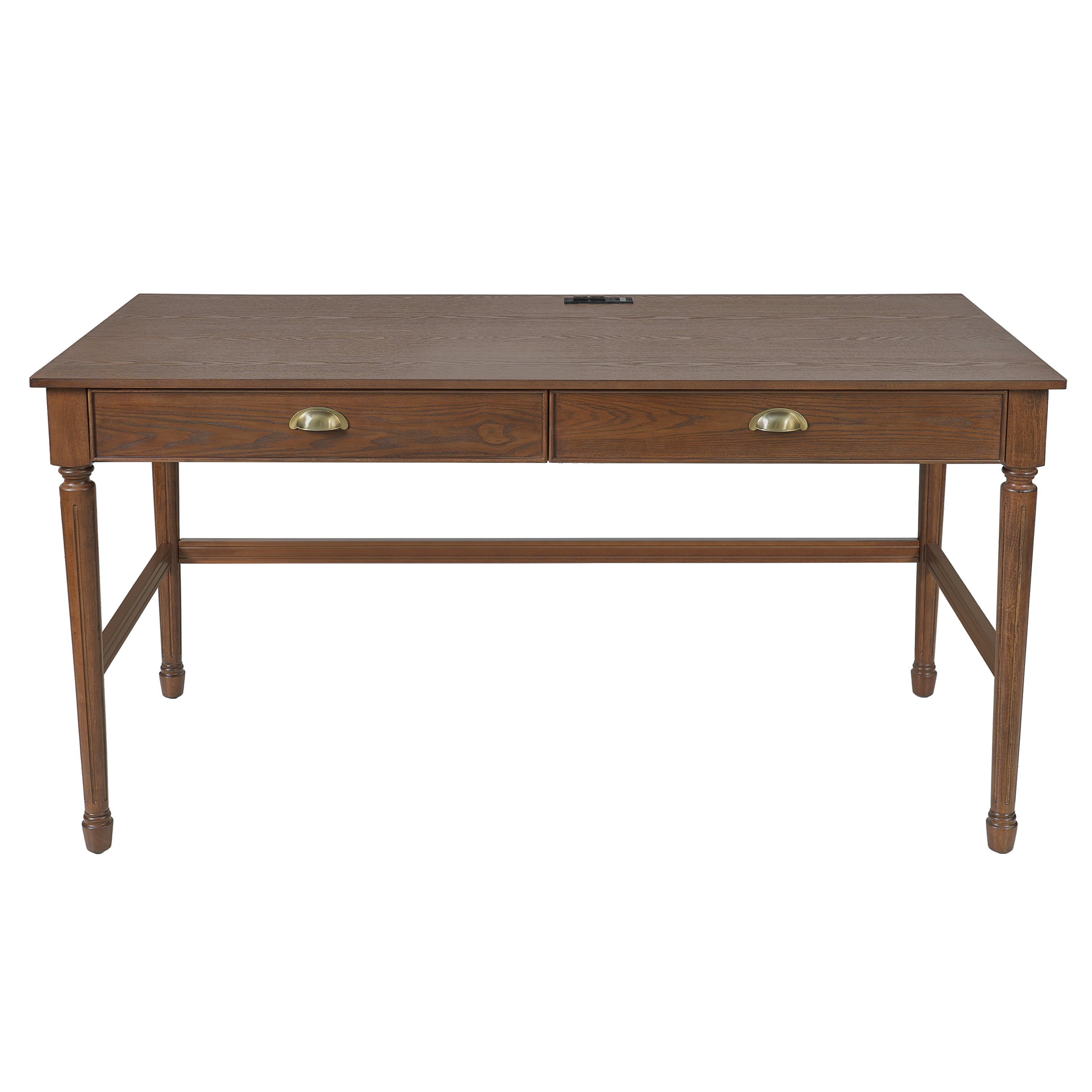 Euroco 60" Solid Wood Writing Desk with 2 Drawers,Home Office Workbench Desk,Small Computer Work Study Table,Vanity Table for Living Room,Bedroom,Walnut