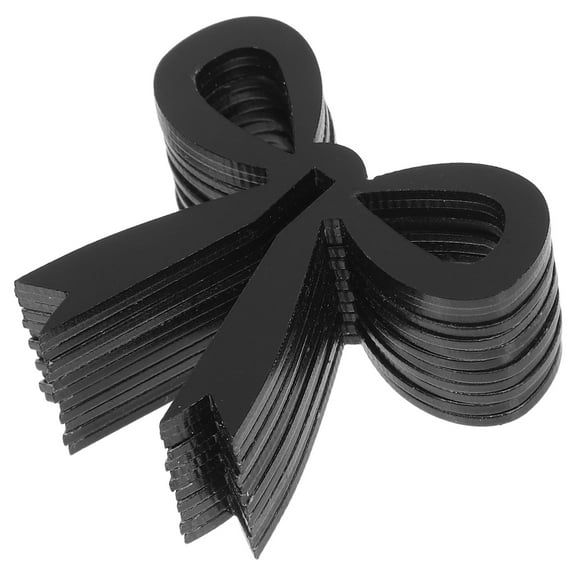 VORCOOL Cute Glass Charm Bow Shaped Drinks Tags Black 12Pcs