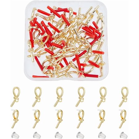 40Pcs Knot Stud Earrings Alloy Stud Earring Findings with Loop Earring Posts Stud Earrings with 80Pcs Plastic Ear Nuts