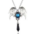 thumbnail image 1 of Collar con colgante de peltre con alas de murciélago y piedra, 1 of 5