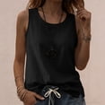 thumbnail image 3 of cocolona Womens Summer Linen Tank Tops Crew Neck Sleeveless Side Split Shirts Trendy Casual Solid Color Blouses, 3 of 6