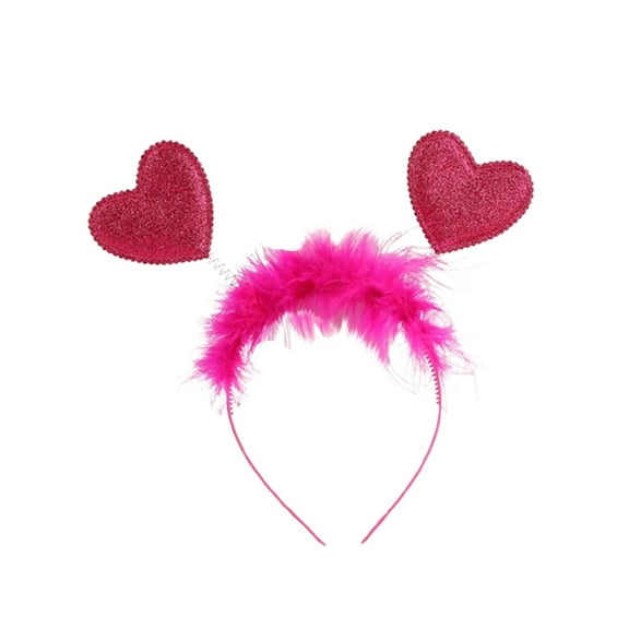 TEAJOPSUU Sequin Heart Headband for Men and Women Glitter Hair Band Christmas Valentine Headbands Heart Head Hair Accessories for Holiday Wedding Birthday Party Gift E-Hot Pink
