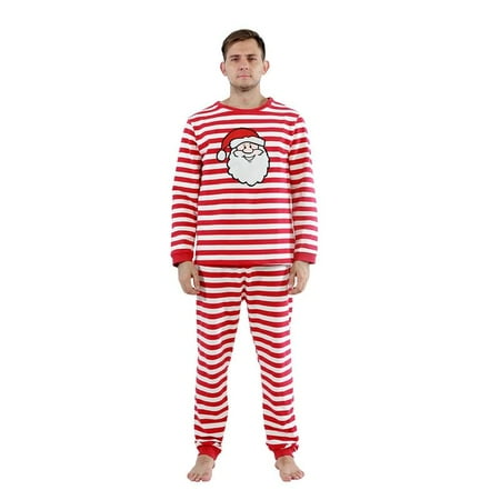 

Pretty Comy New Christmas Family Parent-child Suit Stripes Printing Home Service Cotton Soft Two-piece Pajamas Children Clothing