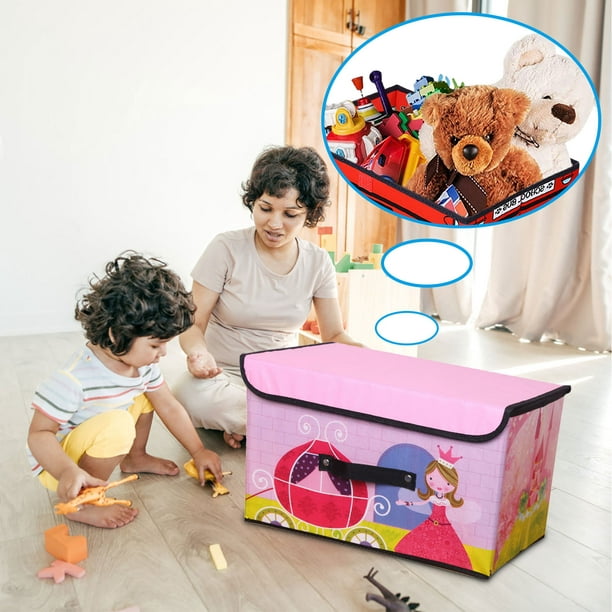 Coffre à jouets avec couvercle rabattable pour enfants rangement