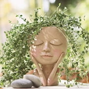 X  Face Flower Pot Head Planter Pot  Succulent Planter Cute Resin Cactus Planter  Cute Girls Head Face Succulent Planter Plant Pots  Close Eyes Flower Vases