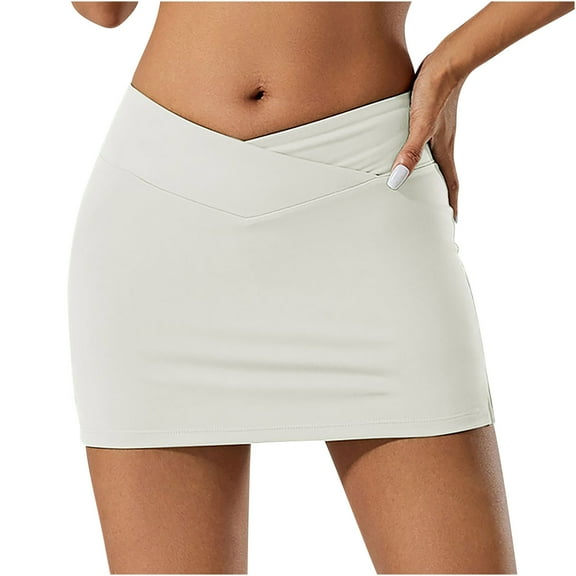 hotojiny Women's Tennis Skirts Casual Running Workout Yoga Golf Skorts Summer Trendy Slim Soft Comfy Skirt