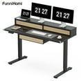thumbnail image 2 of FunniHomi Electric Standing Desk for Home Office, 55"x24" Adjustable Sit Stand Desk with Drawers, Monitor Shelf & Memory Presets, Ergonomic Black Workstation, 2 of 9