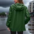 thumbnail image 4 of Fall Jackets for Women Waterproof New Rain Jacket Women Lightweight Waterproof Raincoats Packable Travel Hiking Hooded Windbreaker with Pockets Green 5XL, 4 of 7