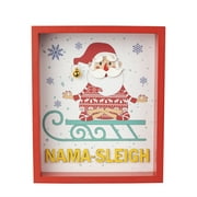 Holiday Time Yoga Santa Wooden Shadowbox Sign Tabletop Decoration, 8"
