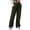 Army Green, variant on Women's Wide Leg Cargo Pants, High Rise Button Fly Closure, 3D Side Patch Pockets for City Daily Commute Casual Wears in Summer Black M