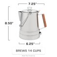 thumbnail image 3 of Percolador de café COLETTI Butte de acero inoxidable para 14 tazas, 3 of 7