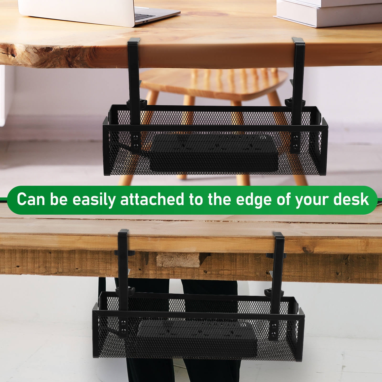 OUNONA under Desk Cable Management Tray Cable Management Rack 34.00X12.00X8.00CM Black