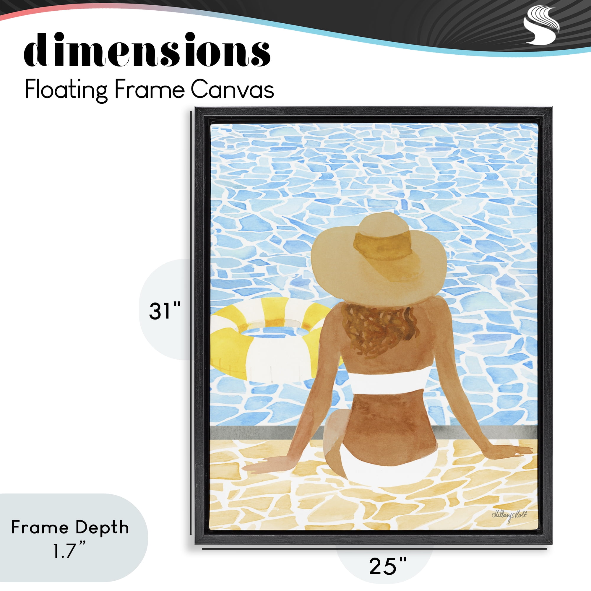 Stupell Industries Summer Poolside Chill Black Framed Floater Canvas Wall Art, design by Hillary Holt