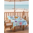 thumbnail image 2 of Outdoor Tablecloth with Umbrella Hole for Patio/Picnic/Party/Camping, Summer Floral Waterproof Table Cloth Rectangle Table Cover Washable, Pink Wildflowers Country Botanical Sky Blue (52"x 70"), 2 of 9