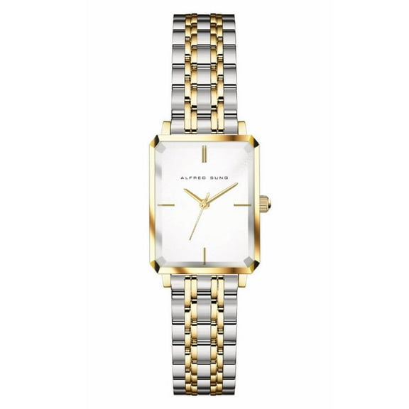 Alfred Sung Ladies Octavia Two-Tone Sunray Dial Link Watch