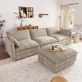 thumbnail image 2 of Muumblus Sectional Cloud Couch with Reversible Ottoman, L-Shaped Chenille Sofa for Living Room, Camel, 2 of 9