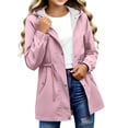 thumbnail image 3 of Girls Waterproof Windbreaker Kids Rain Jacket Size 10-12 Windproof Lightweight Hooded Raincoat Waterproof Zip up Button down Pockets Outdoor Girls Fashion Coat Pink 11-12 Years, 3 of 6