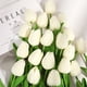 thumbnail image 3 of Tulipanes artificiales decorativos Huayishang en liquidación, 10 unidades, color blanco cremoso. Imitaciones para el hogar. 10 unidades de flores artificiales., 3 of 4