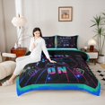 thumbnail image 4 of Homewish Black Gamepads Full Size Comforter Sets 3-Piece for Kids Children Boys,Abstract Gradient Stripes Bedding Comforter Set,Video Game Lightweight Bedding Sets,Super Cozy Room Decor,Reversible, 4 of 8