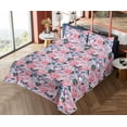 thumbnail image 4 of Ambesonne Vintage Birds Fitted & Flat Sheet with Sham 3 Pcs Set, Dreamy Aura Print, Twin XL, Hot Pink and Pale Blue, 4 of 5
