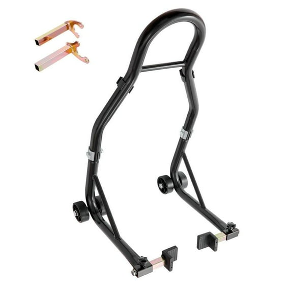 Motorcycle Rear Wheel Stand, Heavy Duty 850 lbs Capacity with U   L Fork Swingarm Spool, Lift Jack Stand for Suzuki, Yamaha, Honda, Kawasaki, Black