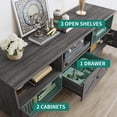 thumbnail image 5 of Dextrus Farmhouse TV Stand for 70/65/60/55 inch, Wood Media Console with Storage Cabinet and Open Shelves, 65 inch, Dark Grey, 5 of 9