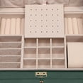 thumbnail image 6 of PU Leather Watch Box Case Jewelry Ring Display Organizer Drawer 3 Layers W/ Lock Green, 6 of 12