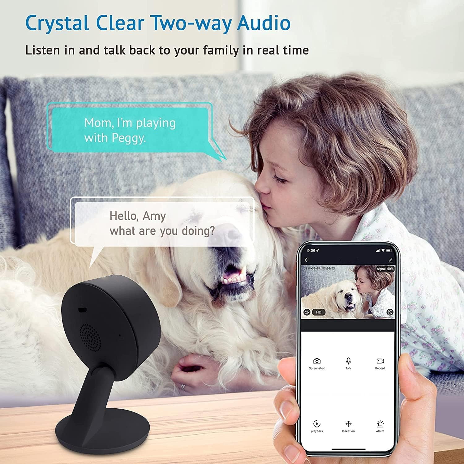 2 Pack 4MP Cameras for Home Security Indoor,Home Security Cameras for Baby/Elder/Pet/Nanny,Baby Cam Starlight Sensor Color Night Vision,US Cloud Service,Works with Alexa,iOS & Android & Web Access