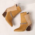 thumbnail image 3 of NECHOLOGY Botas Mujer Zapatos Botines para mujer Color sólido simple Decoración de metal Bloqueo de color Cómodo Tacón grueso Media Punta estrecha Botas de tamaño Botines Botas (Yellow, 9), 3 of 6