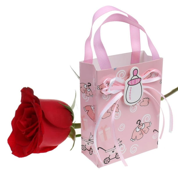 12 Cestitas De Plástico Rosa Con Bolsitas De Organza Para Baby Shower – Favores Y Recuerdos Para Invitadas, Regalo Dulce Y Práctico