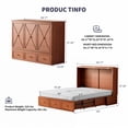 thumbnail image 2 of ZAFLY Murphy Bed with Charging Station, Solid Wood Cabinet Bed with Mattress, Murphy Cube Chest Bed with Storage Drawers - Cherry, 2 of 8