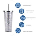 thumbnail image 2 of Vaso de plástico de doble capa de 700 ml, vaso de pajita con purpurina y lentejuelas transparentes simples, vaso de agua de gran capacidad, 2 of 5