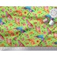 thumbnail image 2 of Soimoi Green polyester Crepe Fabric Dot,Sunflower & American Robin Bird Decor Fabric Printed BTY 42 Inch Wide, 2 of 3