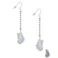 thumbnail image 2 of Delight Jewelry Silvertone Large Translucent Purple & Lime Green Flying Butterfly - Silver-tone Long Sparkle Dangle French Earrings, 2 of 4